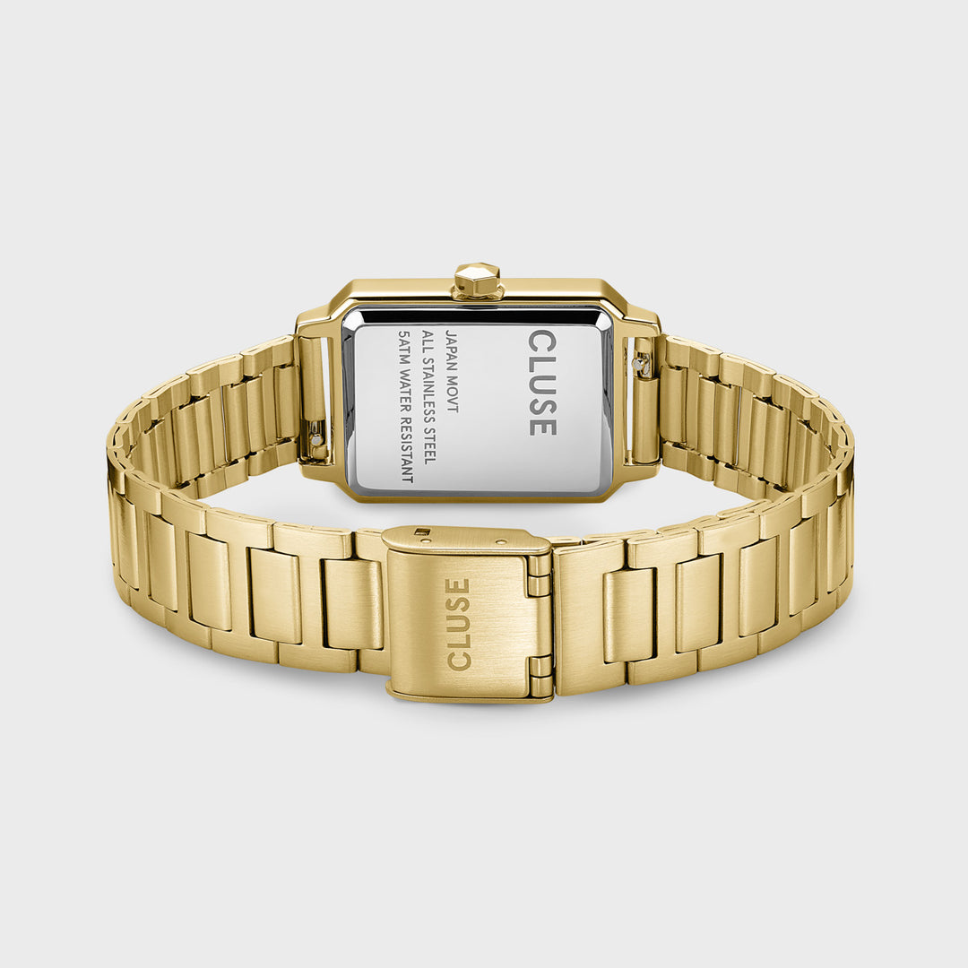 Fluette Watch Steel, Circular Texture Black, Gold Colour CW11512 - watch back.
