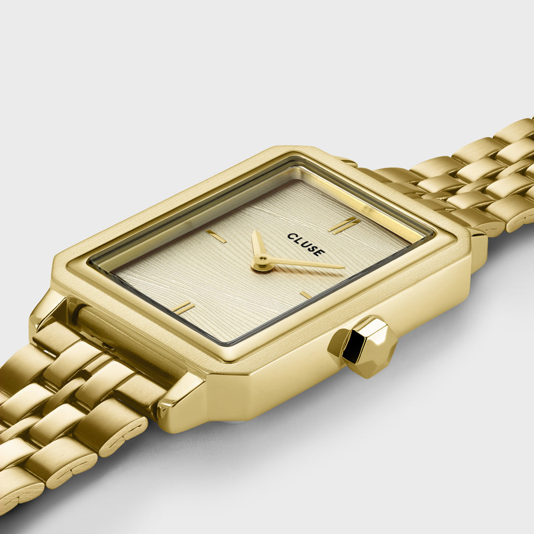 Fluette Watch Steel, Sand Texture Gold, Gold Colour CW11511 - watch detail.