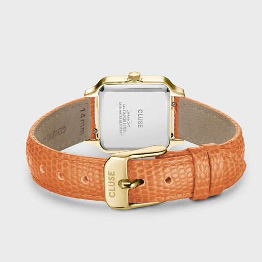 Gracieuse Petite Watch Leather, Apricot Lizard, Gold Colour CW11808 - watch back.