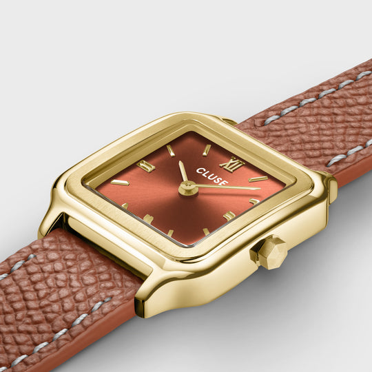 CLUSE Gracieuse Petite Watch Double Leather, Nutshell, Gold Colour CW11810 - detail image