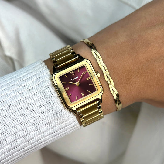 CLUSE Gracieuse Petite Watch Steel, Dark Cherry, Gold Colour CW11812 - wristshot