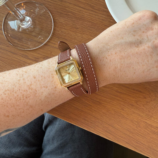 CLUSE Gracieuse Petite Watch Double Leather, White stones, Nutshell, Full Gold Colour CW11821 - Watch on influencer