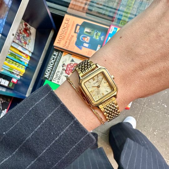 CLUSE Gracieuse Petite Watch Steel, Lace Textured, Gold Colour CW11825 - Watch on models