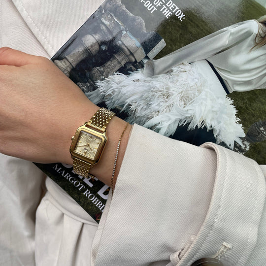 CLUSE Gracieuse Petite Watch Steel, Lace Textured, Gold Colour CW11825 - Watch on models