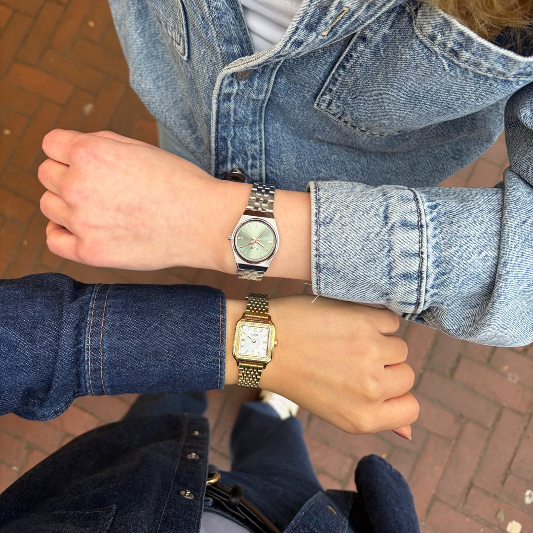 CLUSE Gracieuse Petite Watch Steel, Glass Pearls, White MOP, Gold Colour CW11826 - Watch on model