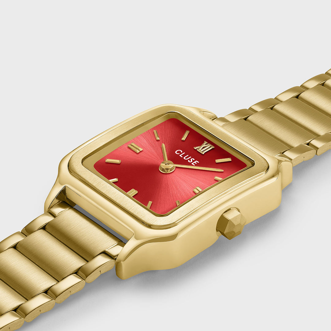 CLUSE Gracieuse Petite Watch Steel, Watermelon Red, Gold Colour CW11827 - Watch case detail