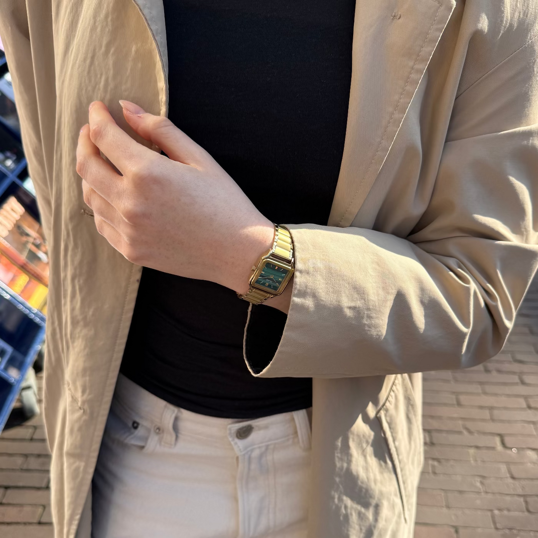 CLUSE Gracieuse Petite Watch Steel, Malachite, Gold Colour CW11828 - Watch on model