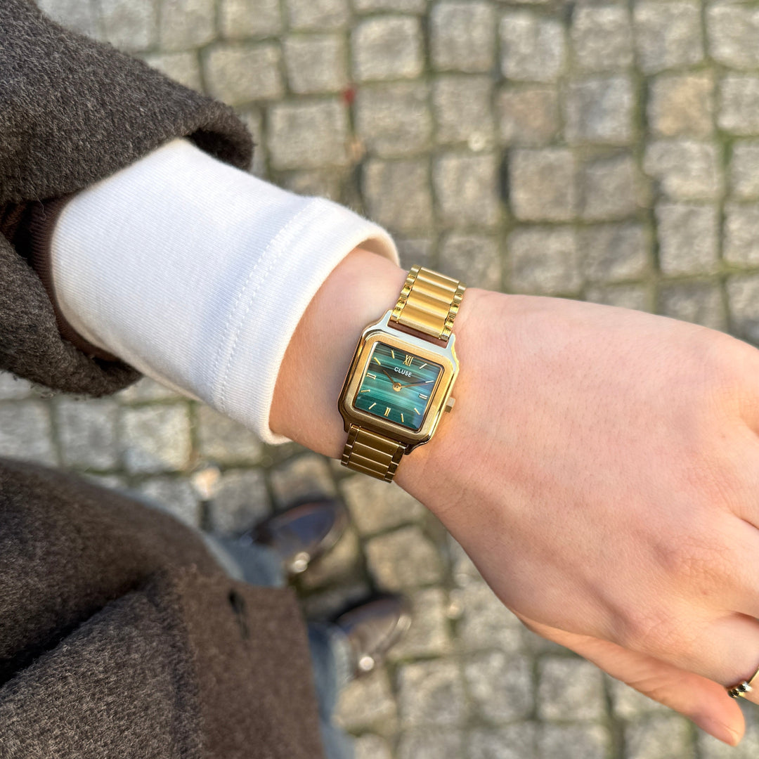 CLUSE Gracieuse Petite Watch Steel, Malachite, Gold Colour CW11828 - Watch on model
