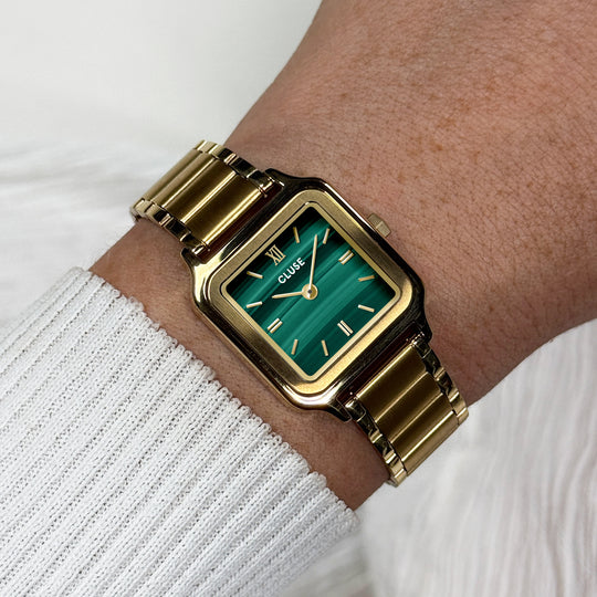 CLUSE Gracieuse Petite Watch Steel, Malachite, Gold Colour CW11828 - Watch on wrist