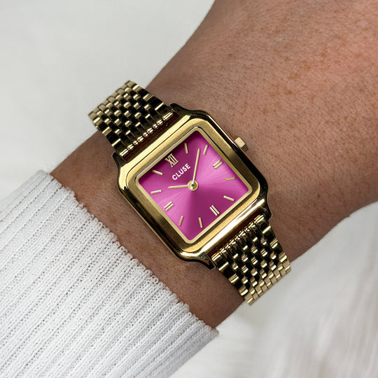 CLUSE Gracieuse Petite Watch Steel, Fuchsia, Gold Colour CW11829 - Watch on wrist