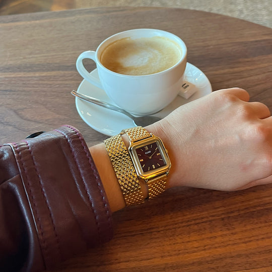 CLUSE Gracieuse Watch Double Steel, Wine, Gold Colour CW11910 - Watch on influencer