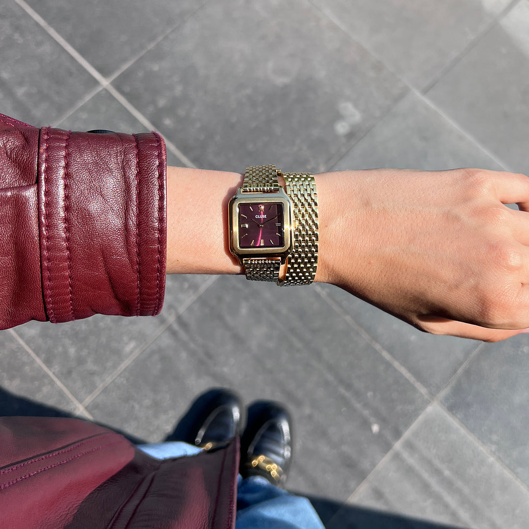 CLUSE Gracieuse Watch Double Steel, Wine, Gold Colour CW11910 - Watch on influencer