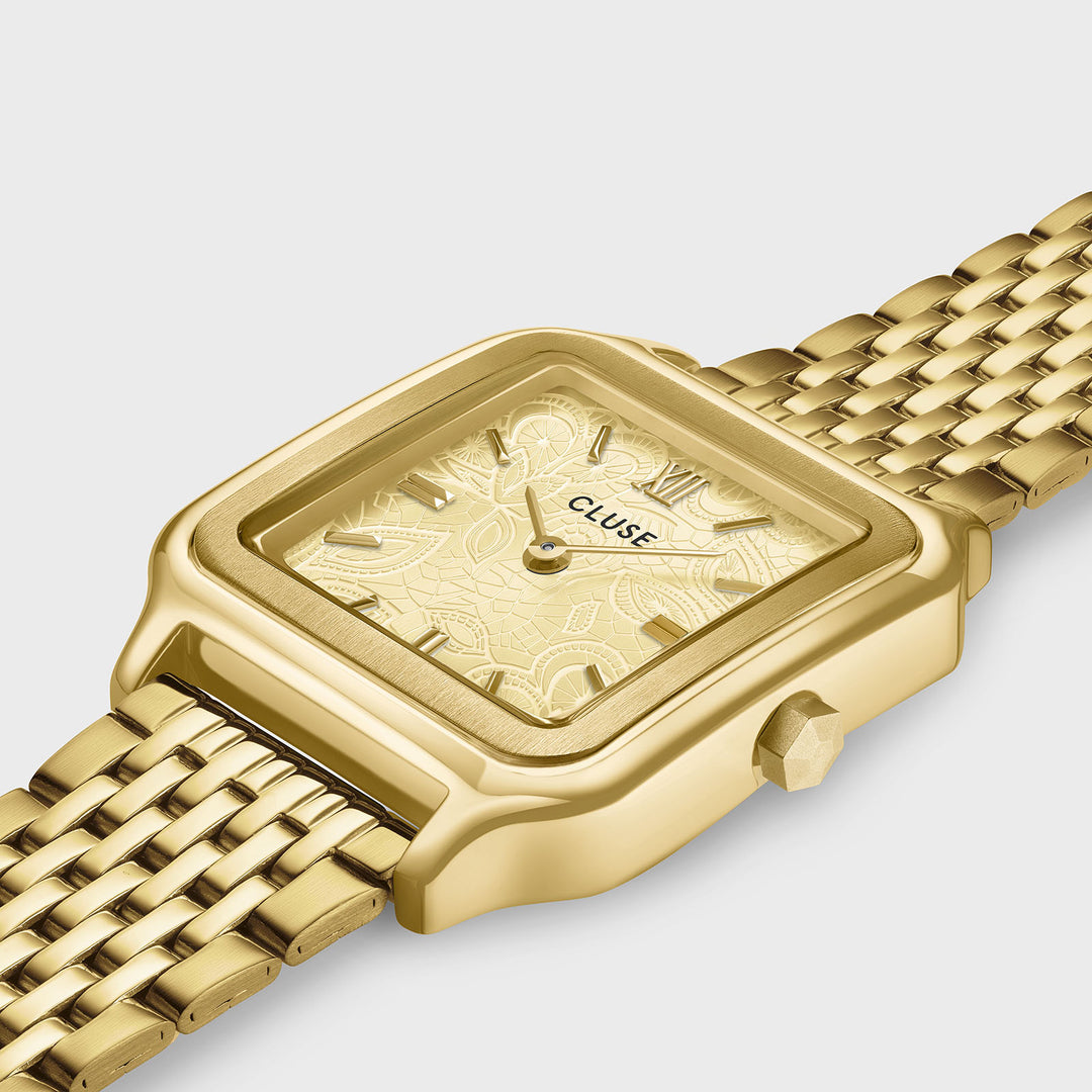 CLUSE Gracieuse Watch Steel, Lace Textured, Gold Colour CW11912 - Watch case detail
