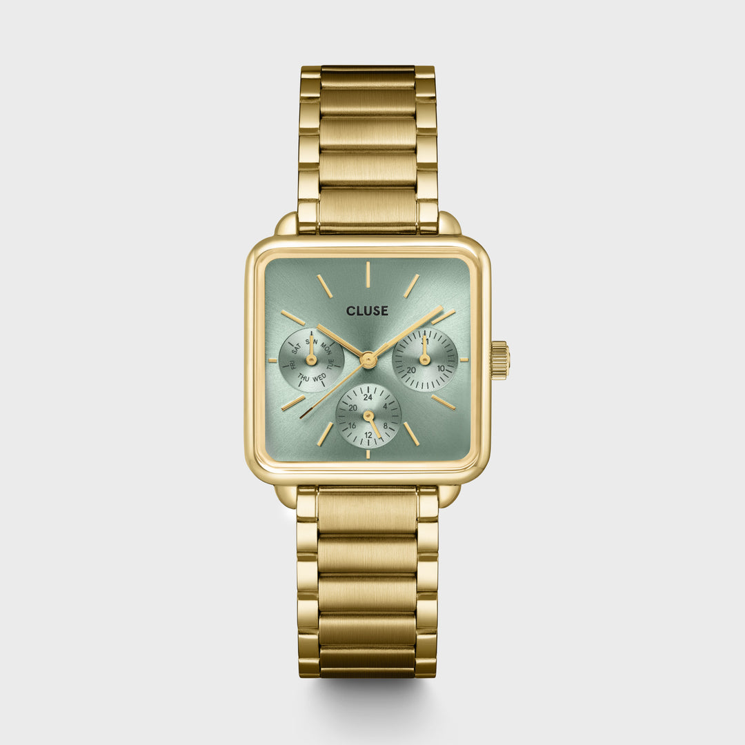 CLUSE La Tétragone Multifunction Watch Steel, Sage Green, Gold Colour CW13805 - watch.