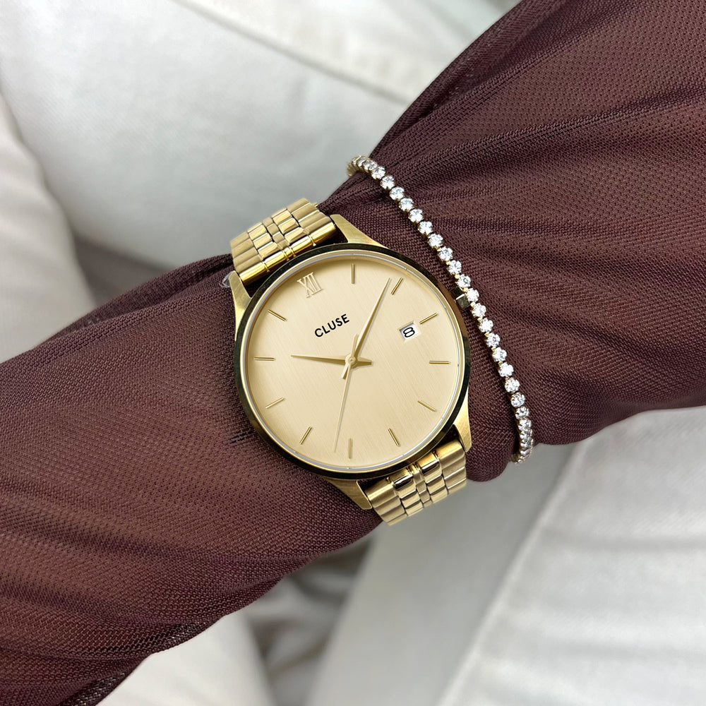 CLUSE Minuit Date Watch Steel, Full Gold Colour CW14301 - wristshot