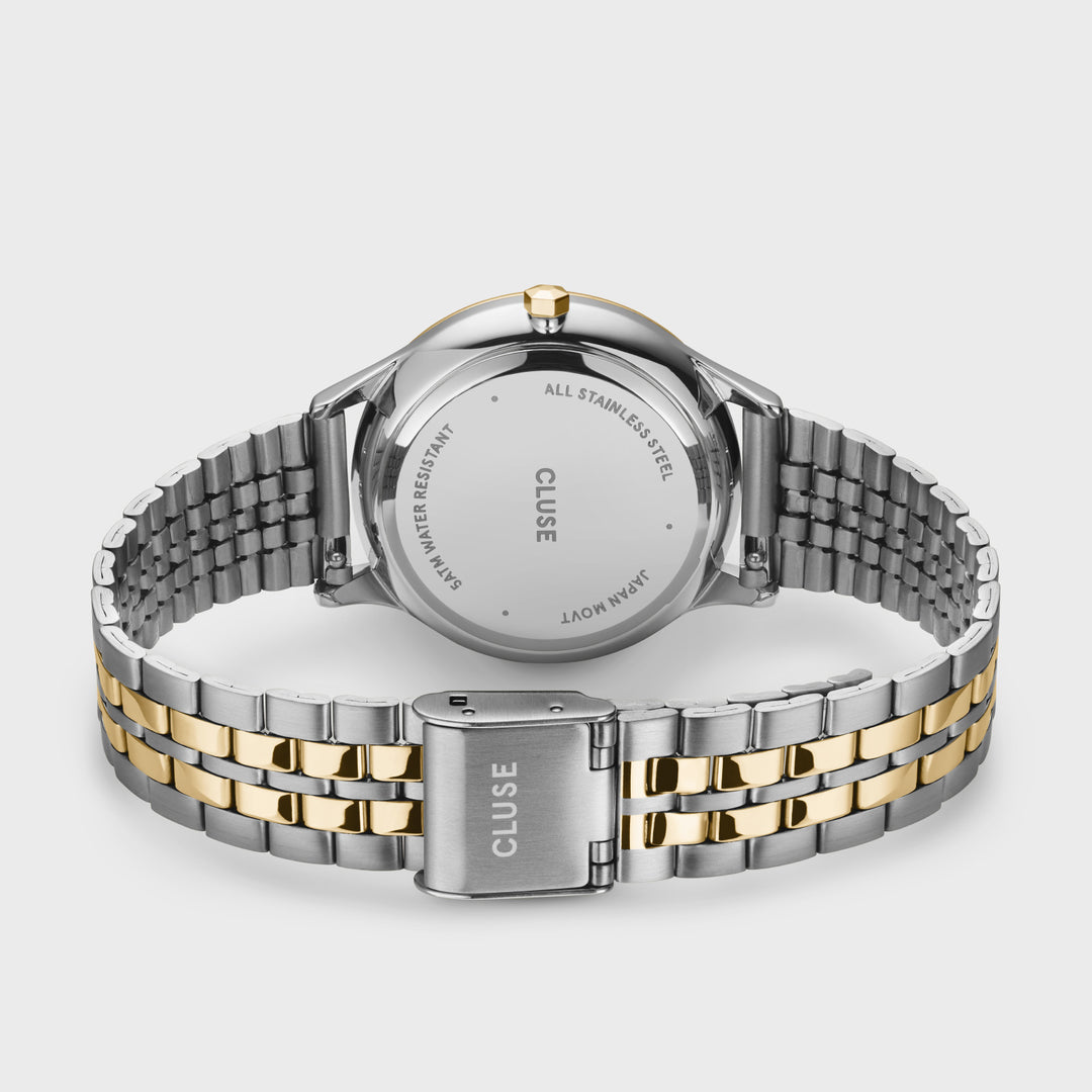 CLUSE Minuit Date Watch Steel, Coconut Milk, Bicolor CW14302 - back image