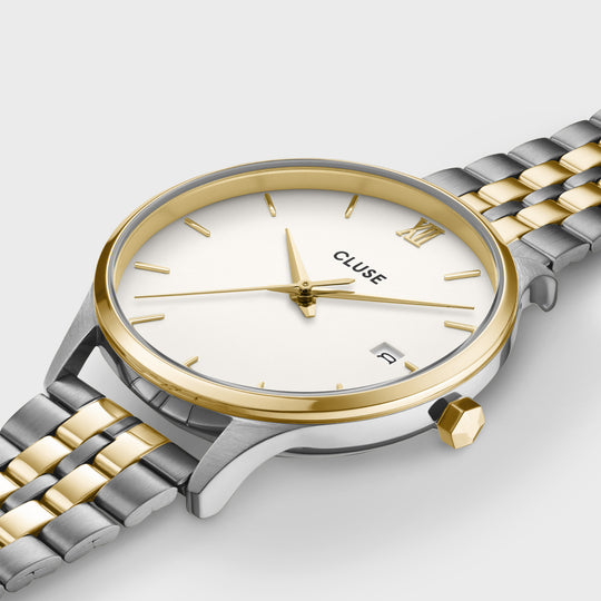 CLUSE Minuit Date Watch Steel, Coconut Milk, Bicolor CW14302 - detail image