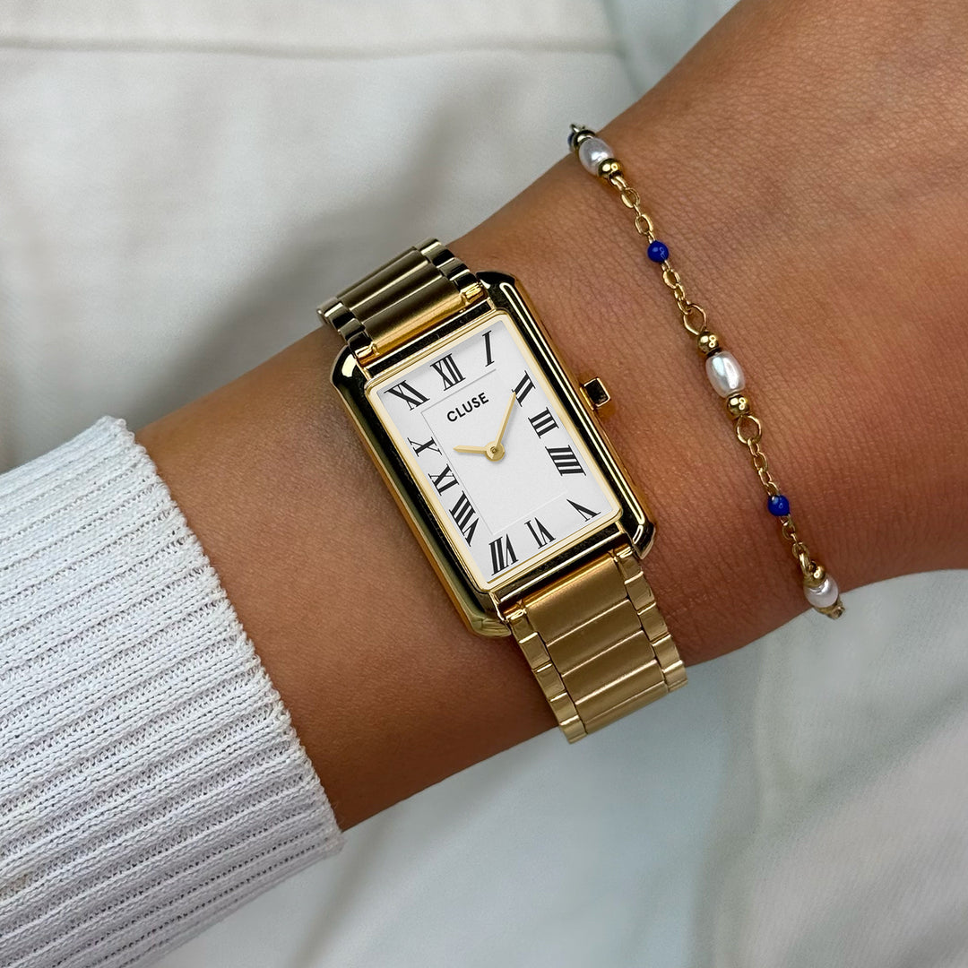 CLUSE Belisenna Reloj Rectangular CW15001 Blanco/Dorado Tienda