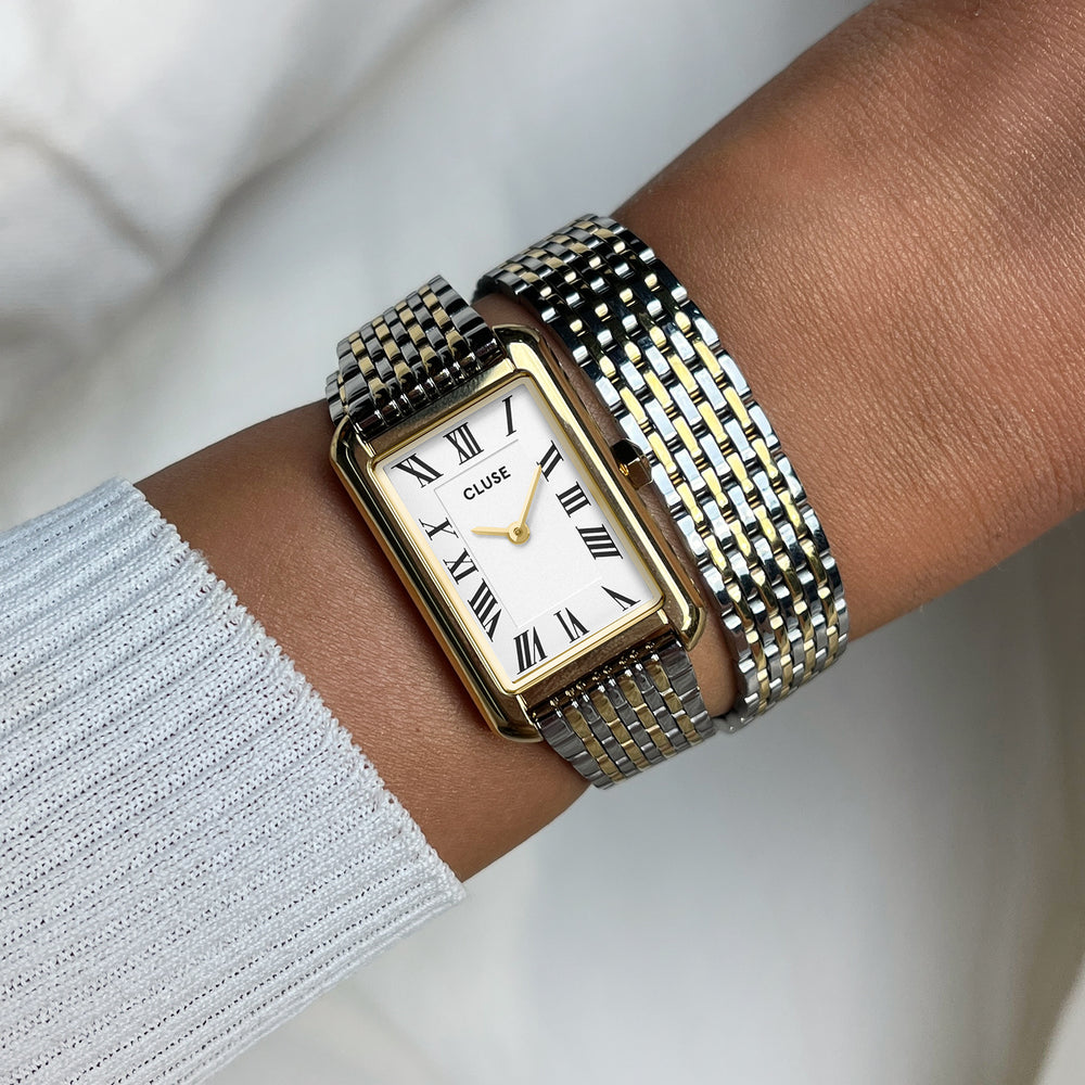 CLUSE Strap 14 mm Double Steel, Two-tone CS12117 - Watch strap on wrist