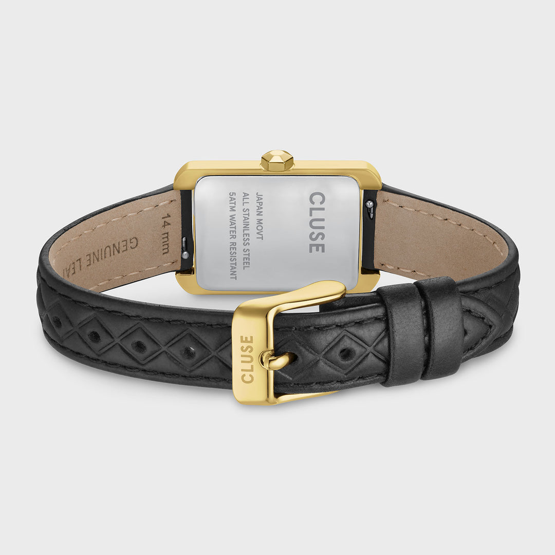 CLUSE Belisenna Watch Leather, Black Quilted, Gold Colour CW15005 - Watch clasp and back