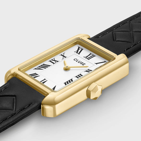CLUSE Belisenna Watch Leather, Black Quilted, Gold Colour CW15005 - Watch case detail