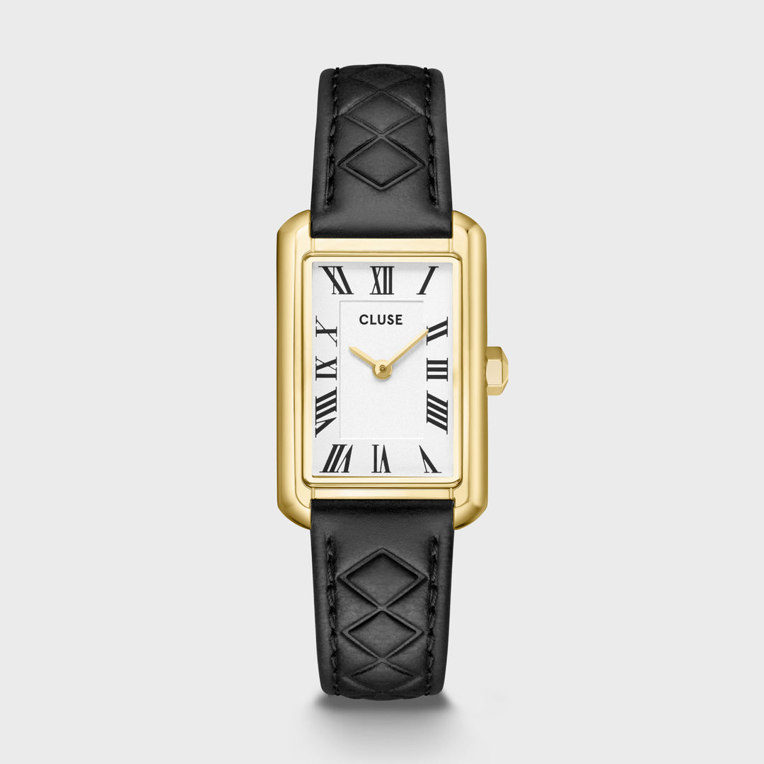 CLUSE Belisenna Watch Leather, Black Quilted, Gold Colour CW15005 - Watch