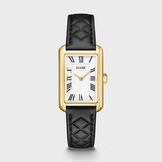 CLUSE Belisenna Watch Leather, Black Quilted, Gold Colour CW15005 - Watch