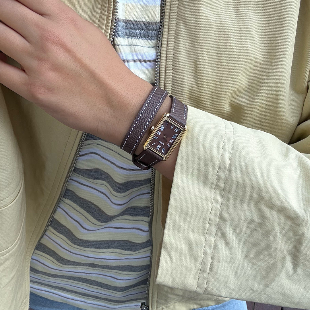 CLUSE Belisenna Watch Double Leather, Mocha, Gold Colour CW15006 - Watch on influencer