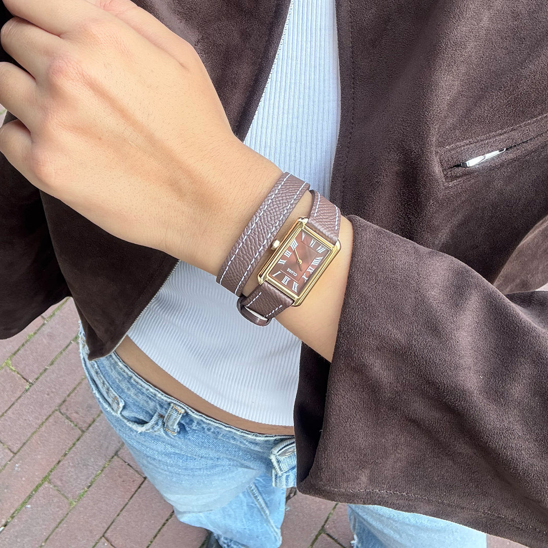 CLUSE Belisenna Watch Double Leather, Mocha, Gold Colour CW15006 - Watch on influencer