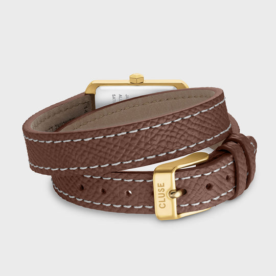 CLUSE Belisenna Watch Double Leather, Mocha, Gold Colour CW15006 - Watch clasp and back