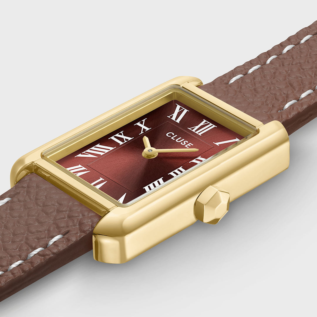 CLUSE Belisenna Watch Double Leather, Mocha, Gold Colour CW15006 - Watch case detail