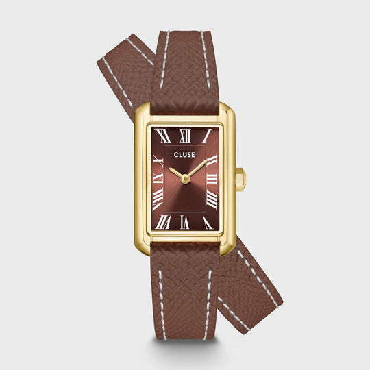 CLUSE Belisenna Watch Double Leather, Mocha, Gold Colour CW15006 - Watch