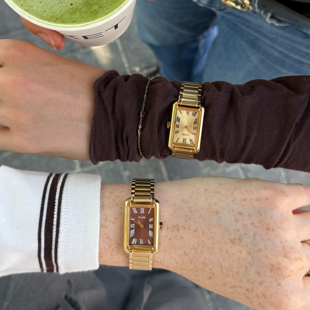 CLUSE Belisenna Watch Steel, Mocha, Gold Colour CW15010 - Watch on model