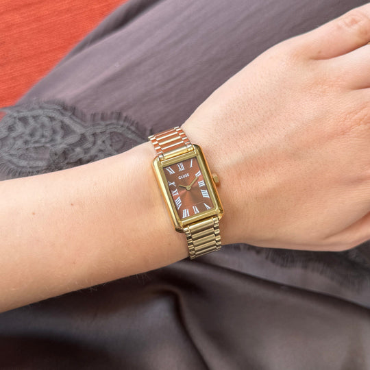 CLUSE Belisenna Watch Steel, Mocha, Gold Colour CW15010 - Watch on model