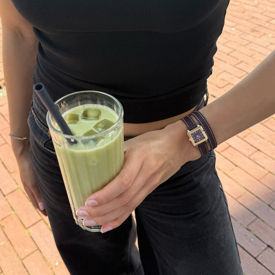 CLUSE Gracieuse Mini Watch Double Leather, Wine, Gold Colour CW15503 - Watch on influencer