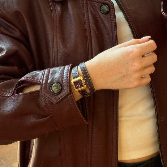 CLUSE Gracieuse Mini Watch Double Leather, Wine, Gold Colour CW15503 - Watch on influencer