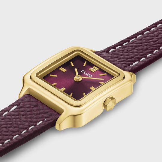 CLUSE Gracieuse Mini Watch Double Leather, Wine, Gold Colour CW15503 - Watch case detail