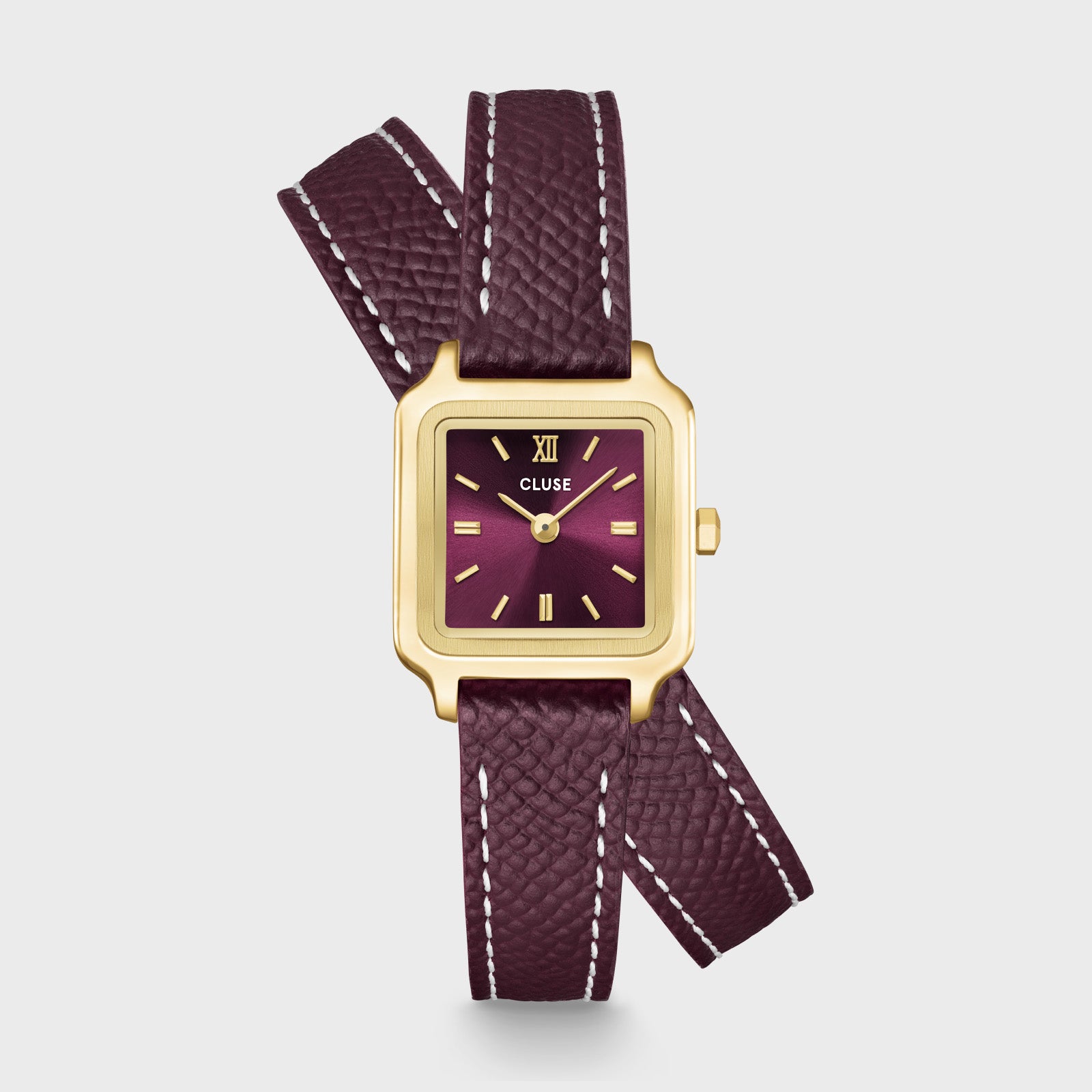 CLUSE Gracieuse Mini Watch Double Leather, Wine, Gold Colour CW15503 - Watch