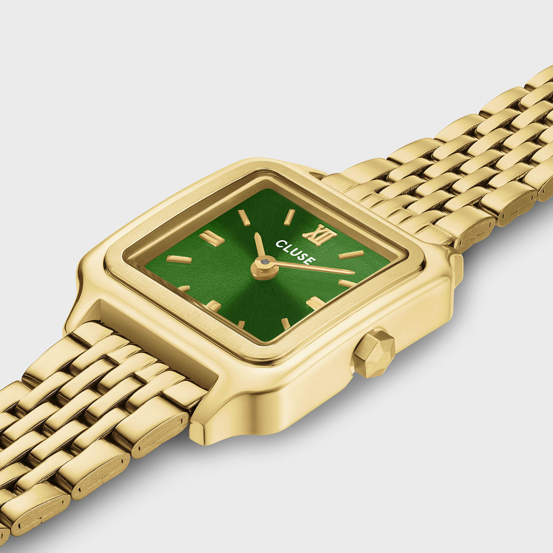 CLUSE Gracieuse Mini Watch Double Steel, Forest Green, Gold Colour CW15504 - Watch case detail