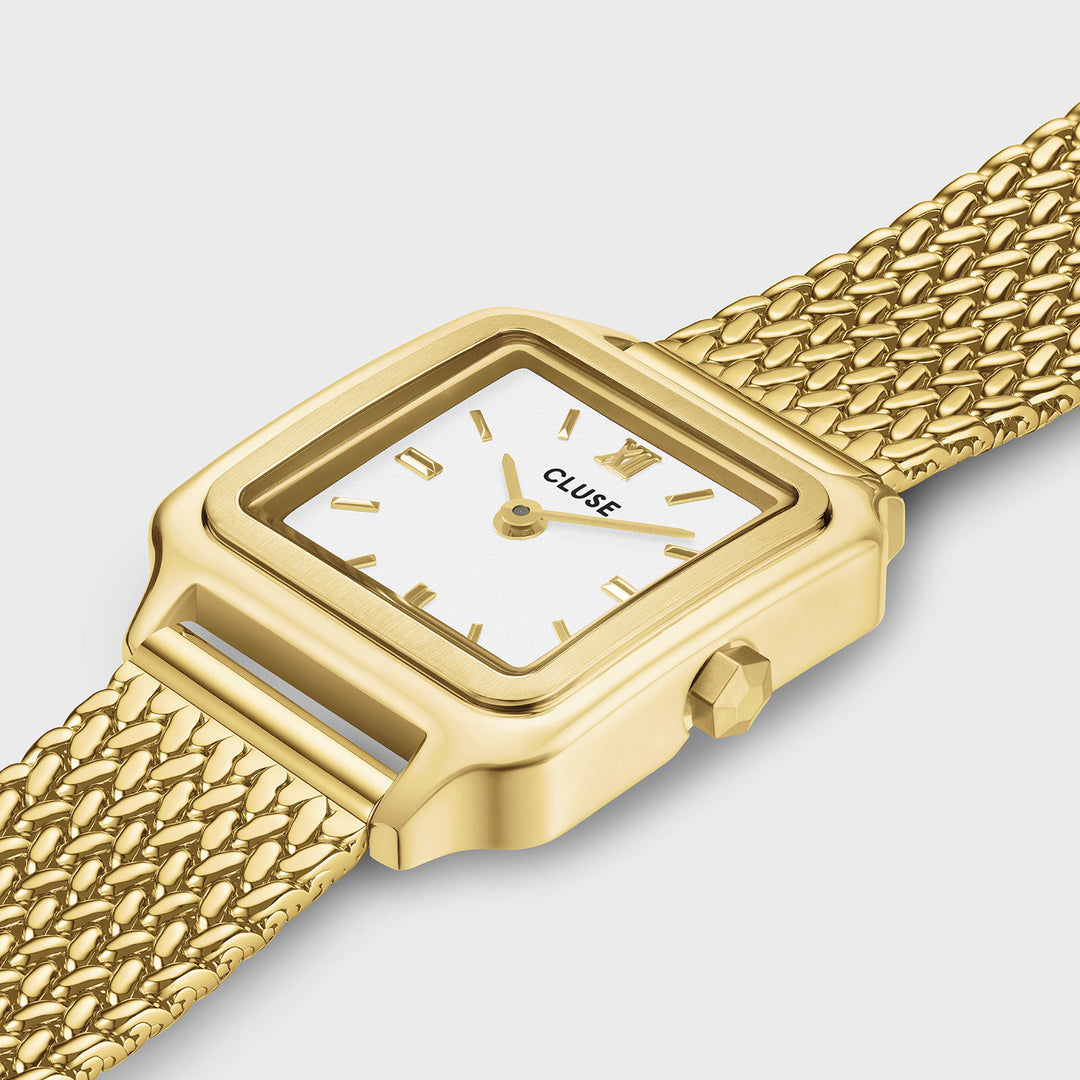 CLUSE Gracieuse Mini Watch Mesh, White, Gold Colour CW15509 - Watch case detail
