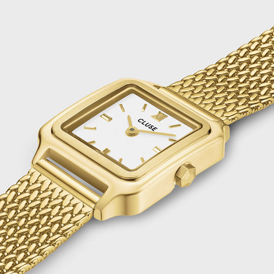 CLUSE Gracieuse Mini Watch Mesh, White, Gold Colour CW15509 - Watch case detail