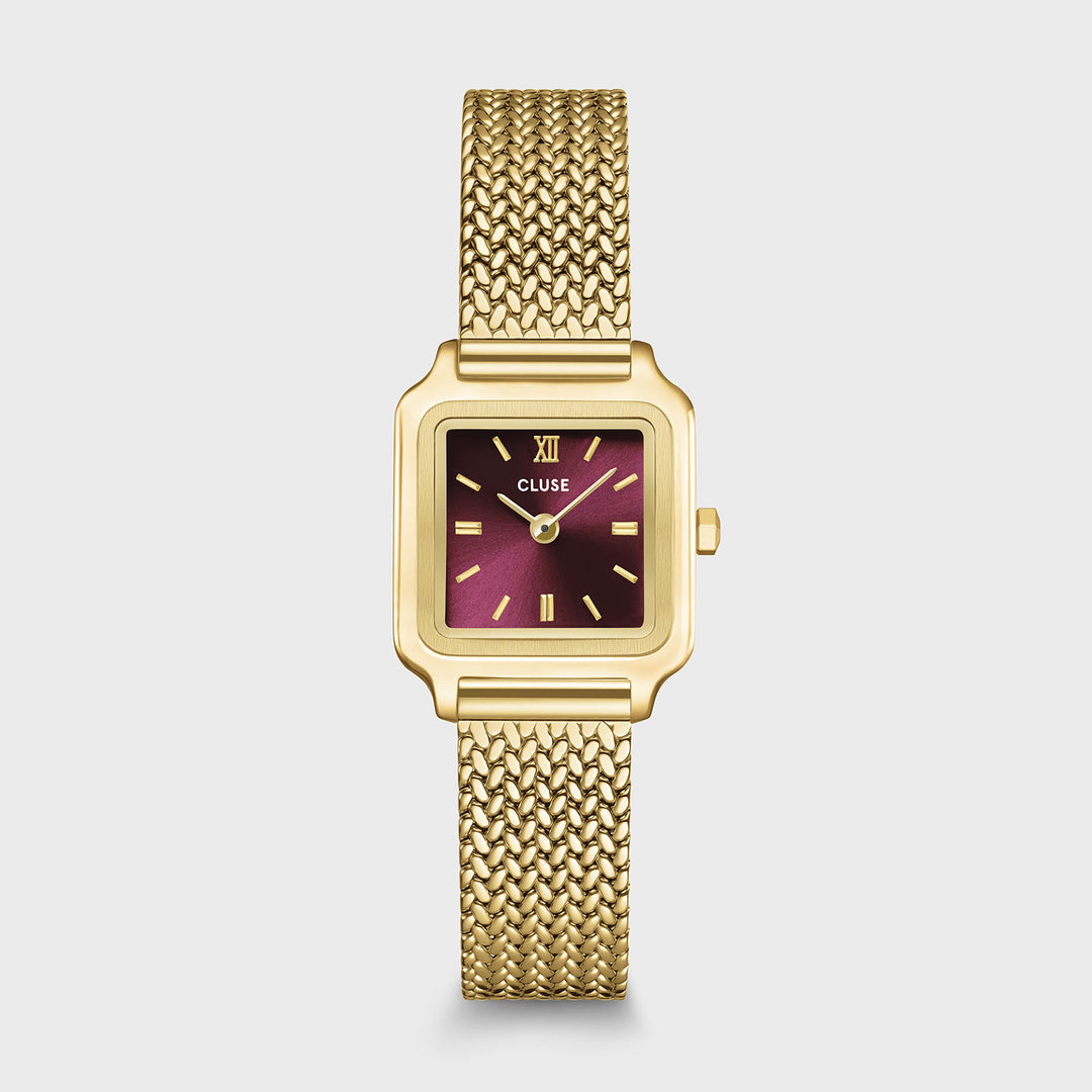 CLUSE Gracieuse Mini Watch Mesh, Dark Cherry, Gold Colour CW15510 - Watch