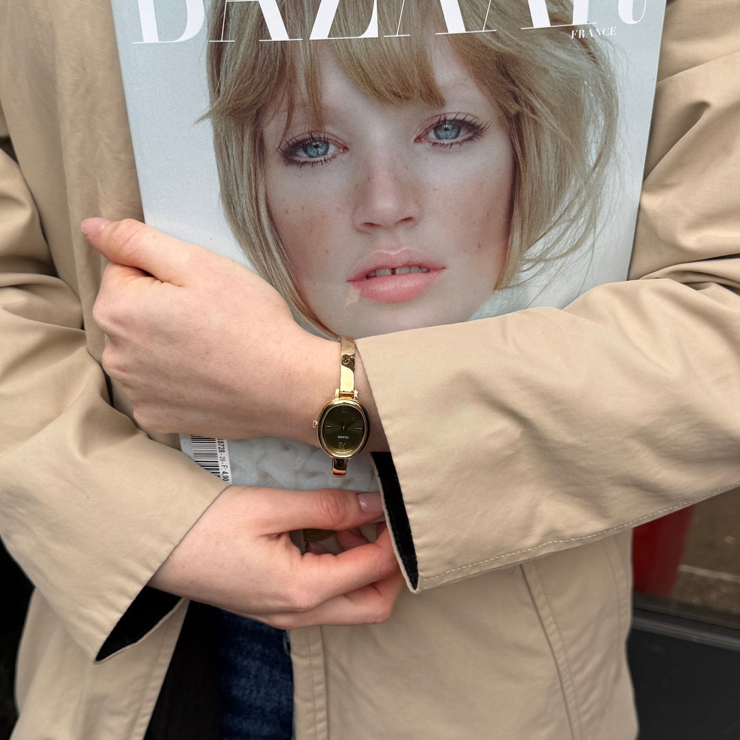 CLUSE L'Ovale Watch Steel, Olive, Gold Colour CW16103 - Watch on model