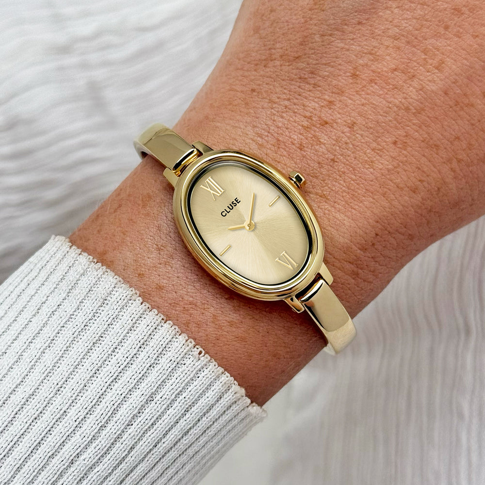 CLUSE L'Ovale Watch Steel, Full Gold Colour CW16104 - Watch on wrist