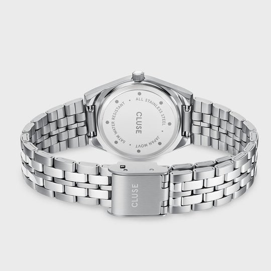 CLUSE Retro 70s Mini Watch Steel, Fuchsia, Silver Colour CW16303 - Watch clasp and back