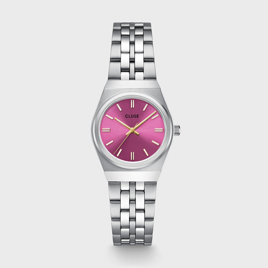 CLUSE Retro 70s Mini Watch Steel, Fuchsia, Silver Colour CW16303 - Watch
