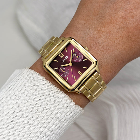 CLUSE Gracieuse Multifunction Watch Steel, Dark Cherry, Gold Colour CW16403 - Watch on wrist