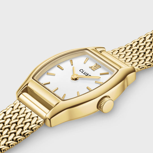 CLUSE Tonnette Mini Watch Mesh, White, Gold Colour CW16501 - Watch case detail