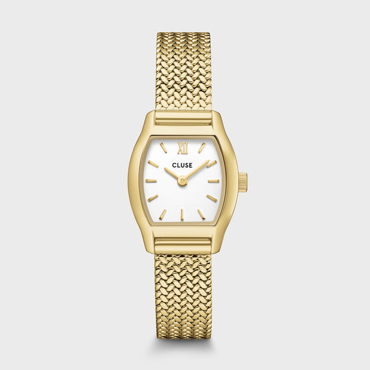 CLUSE Tonnette Mini Watch Mesh, White, Gold Colour CW16501 - Watch