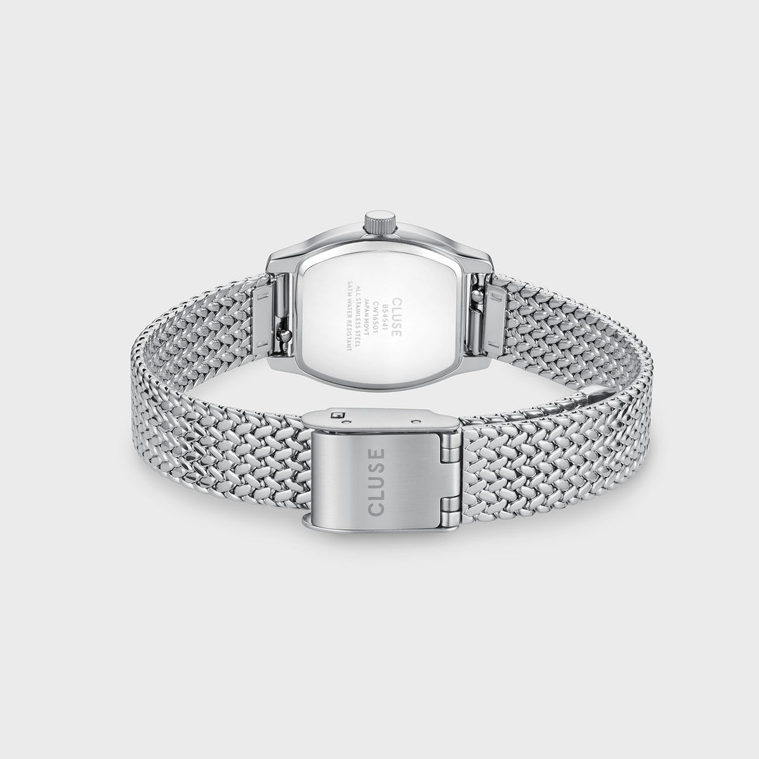 CLUSE Tonnette Mini Watch Mesh, White, Silver Colour CW16502 - Watch clasp and back